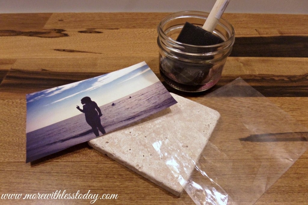 Photo Tiles Using Nail Polish Remover supplies needed