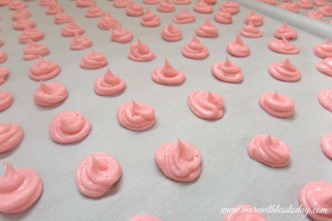 making Valentine Candy Cinnamon Valentine Candy Kisses - Easy Meringue Cookies