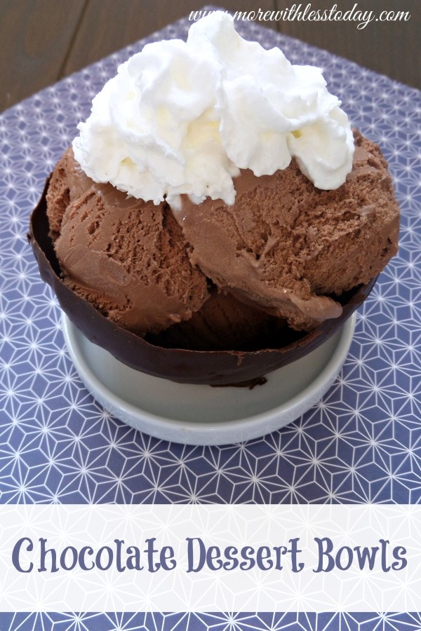 photo of edible chocolate dessert bowls with a dollop of whipped cream on top