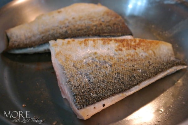Honey Balsamic Pan Seared Salmon photo of the skin side of a fillet
