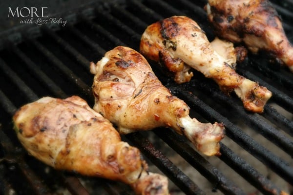 Cilantro Lime Grilled Chicken Drummies on the grill