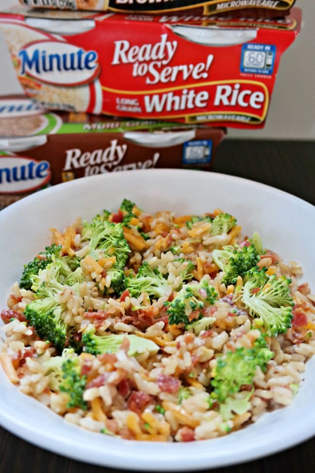 Cheesy Broccoli Rice Salad with Bacon