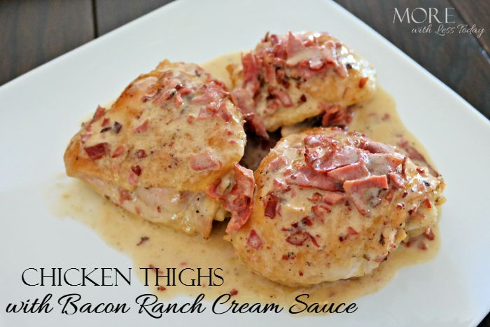 Try this delicious recipe for Chicken Thighs with Bacon Ranch Cream Sauce, made with Foster Farms® Fresh & Natural® Simply Raised chicken (antibiotic free).