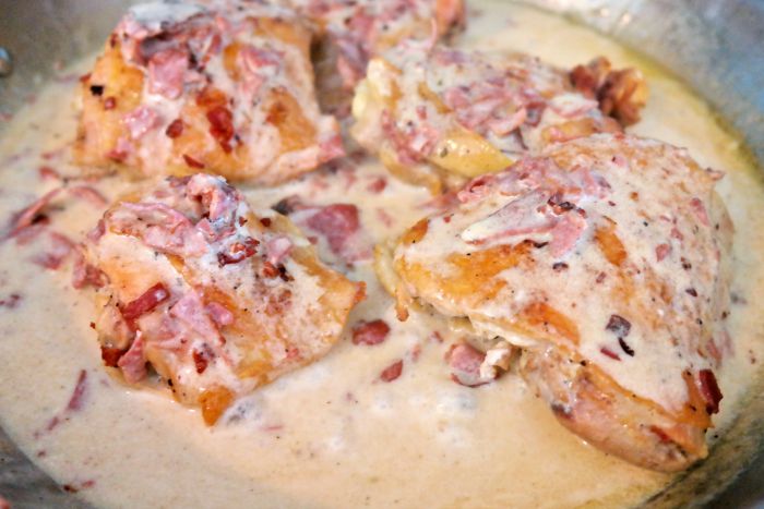 Chicken Thighs with Bacon Ranch Cream Sauce