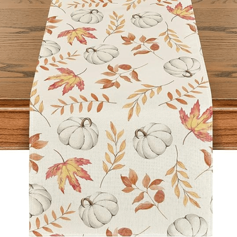 Orange Pumpkins Fall Table Runner