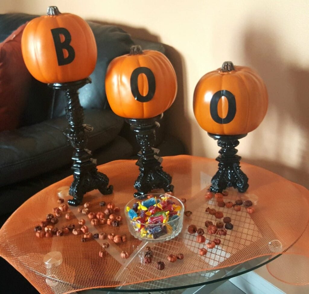 Easy and Fun DIY Halloween Decor, Goodwill decor, Halloween candlesticks, Goodwill of Orange County