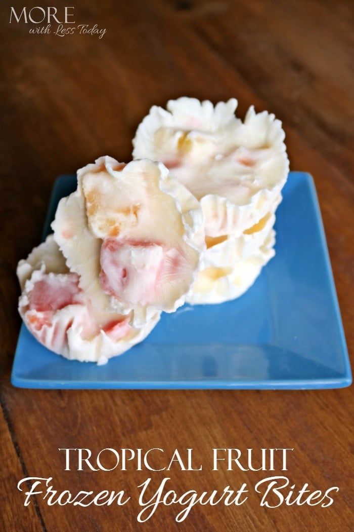 Tropical Fruit Frozen Yogurt Bites - More With Less Today - Easy as 1-2-3 Snacking with DOLE Jarred Fruit - Healthy Frozen Yogurt and Tropical Fruit Bites