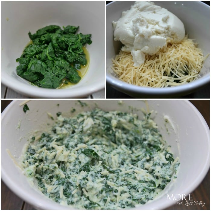 Making the spinach filling
