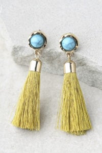 yellow and turquoise statement earrings
