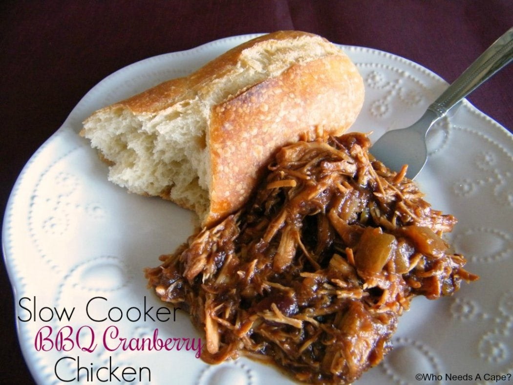 Slow Cooker BBQ Cranberry Chicken- Who Needs a Cape?