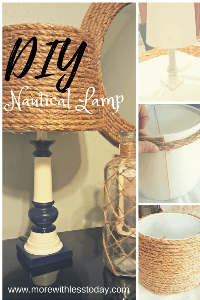 DIY an old lamp using rope and turn it into nautical decor for your home, repurpose a Goodwill lamp in a few easy steps