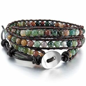 alloy-genuine-leather-bracelet-bangle-cuff-rope-bead-3-wrap-adjuastable