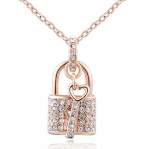 women-charm-lady-jewelry-pendant-rose-gold-century-blockade-chain-necklace