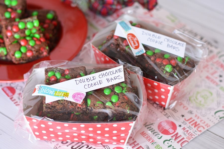 These Double Chocolate Cookie Bars are easy to make and perfect for your holiday cookie swap!