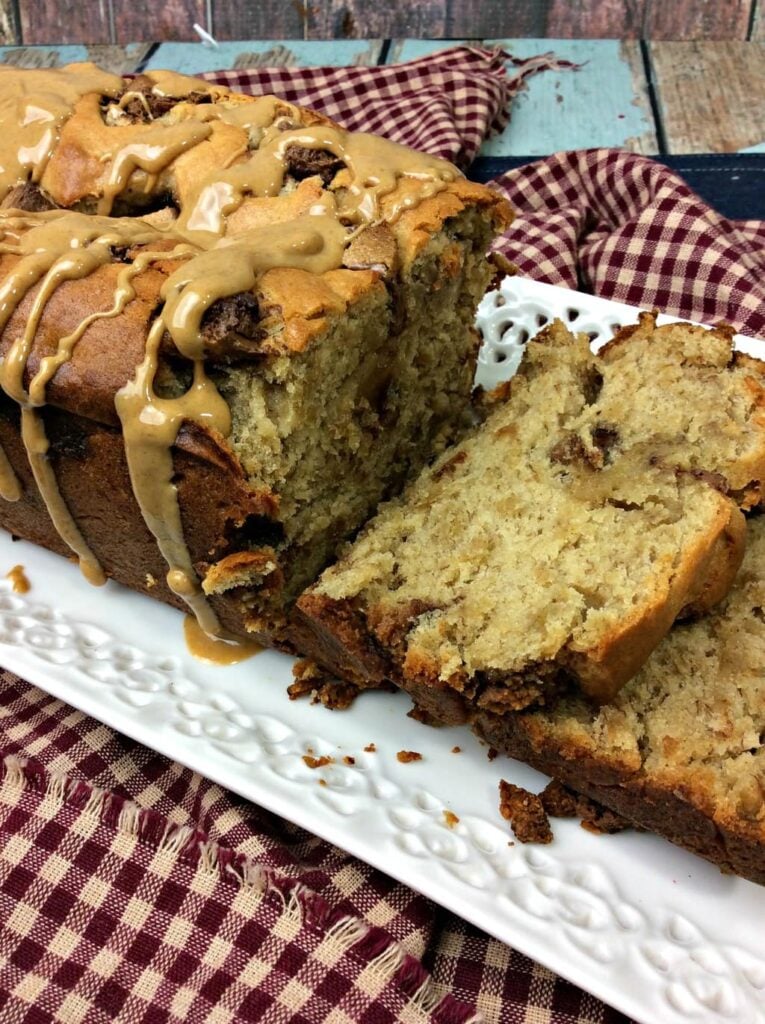 A closeup of Peanut Butter Banana Bread