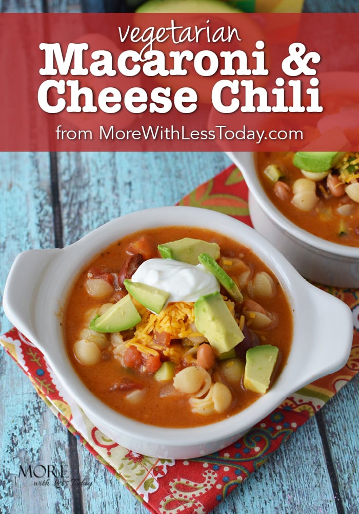 Does your family love mac and cheese? Try it as a main dish with our Vegetarian Macaroni and Cheese Chili Recipe. It's easy, quick and delish!