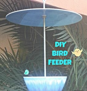 Enjoy the birds from your window and make this easy DIY bird feeder from recycled plates and cups. You can find what you need at the thrift store.