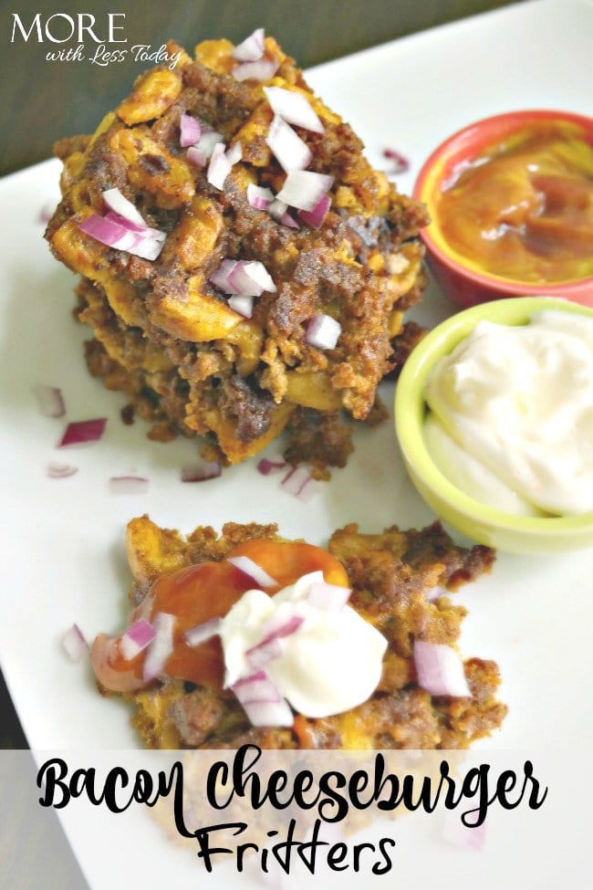 Bacon Cheeseburger Fritters Made in a Waffle Iron