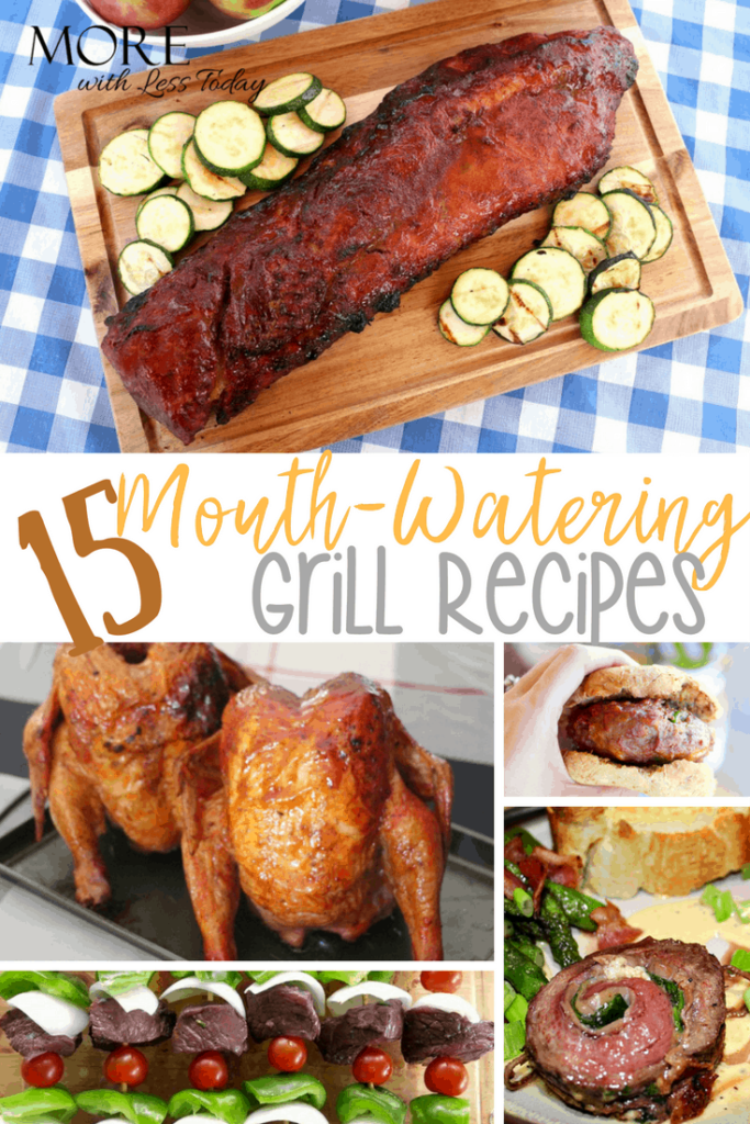 photo collage featuring recipes you can make on the grill