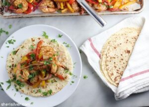 Dinner IRL: Sheet Pan Shrimp Fajitas from Donuts, Dresses, and Dirt