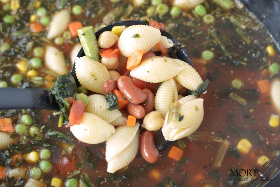 This hearty minestrone soup is easy to make in the slow cooker.