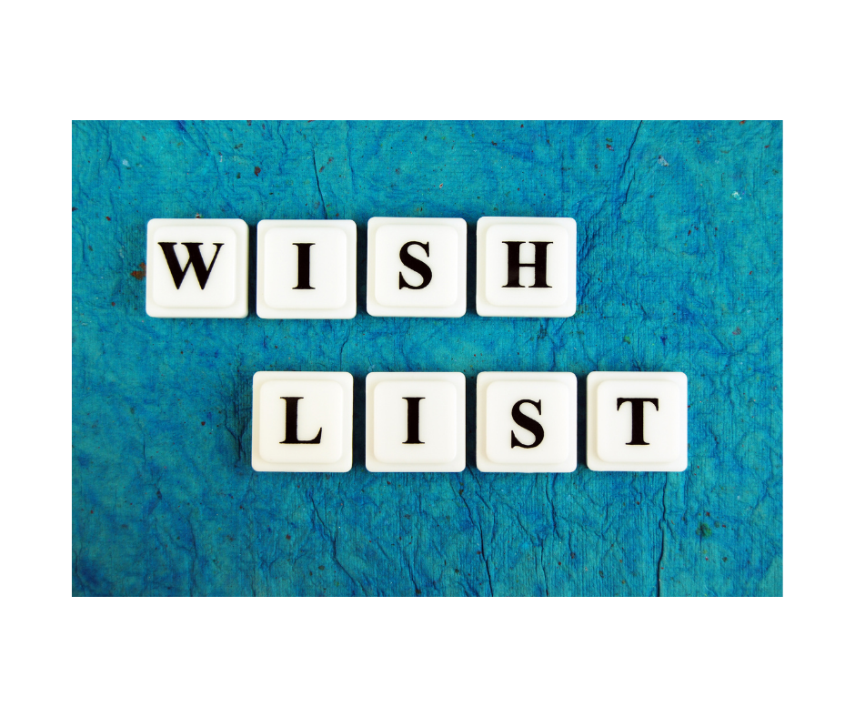Wish List spelled out in letters for Amazon.com wish list set up instructions