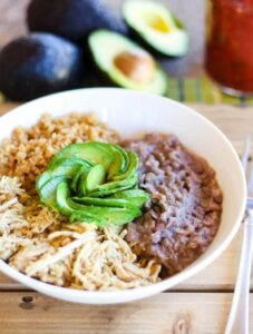 Crockpot Salsa Chicken Bowls from Hungry Hobby