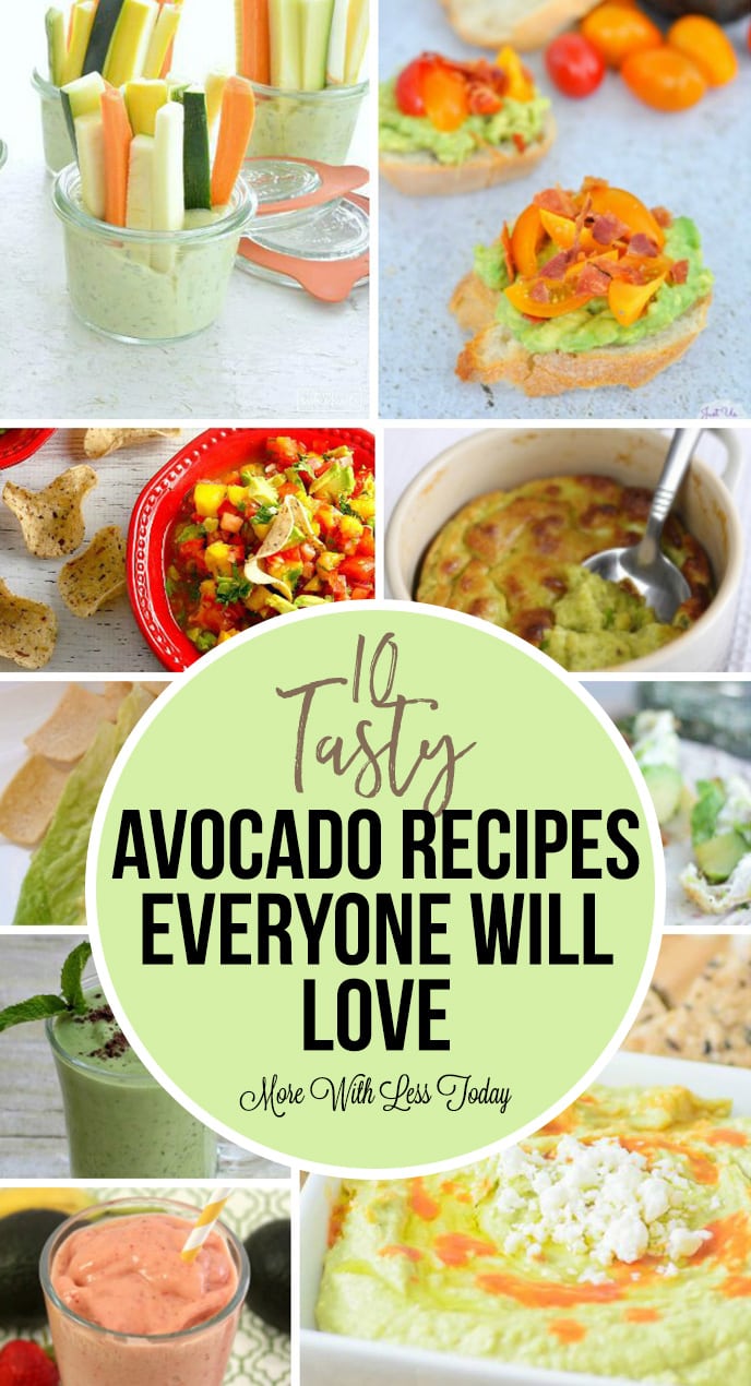 A collage of 10 tasty avocado recipes 