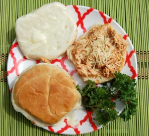 Slow Cooker Pulled Chicken Parmesan from Who Needs a Cape