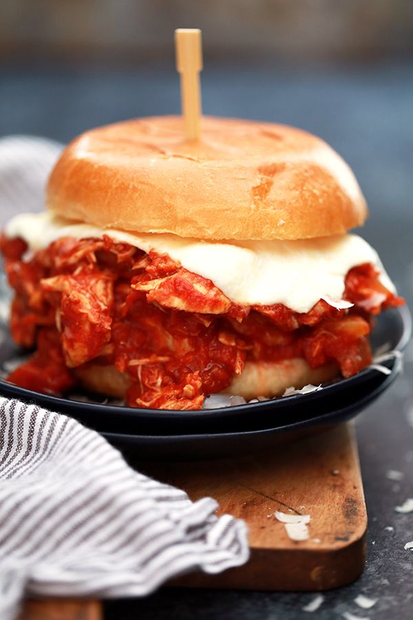 Slow Cooker Chicken Parmesan Sandwiches from Melanie Makes