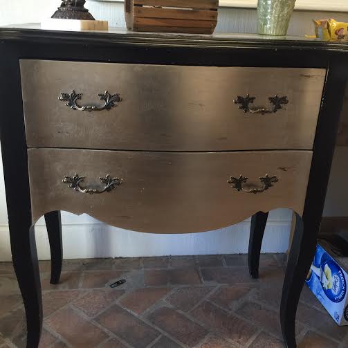 old silver 2-drawer table