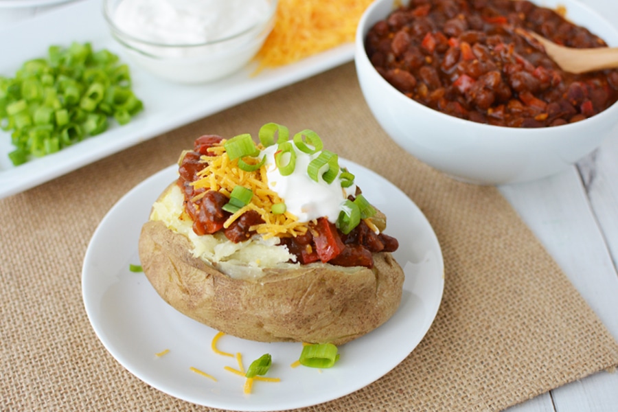 Chili, Beans, and Baked Potato Recipe Game Day Grub