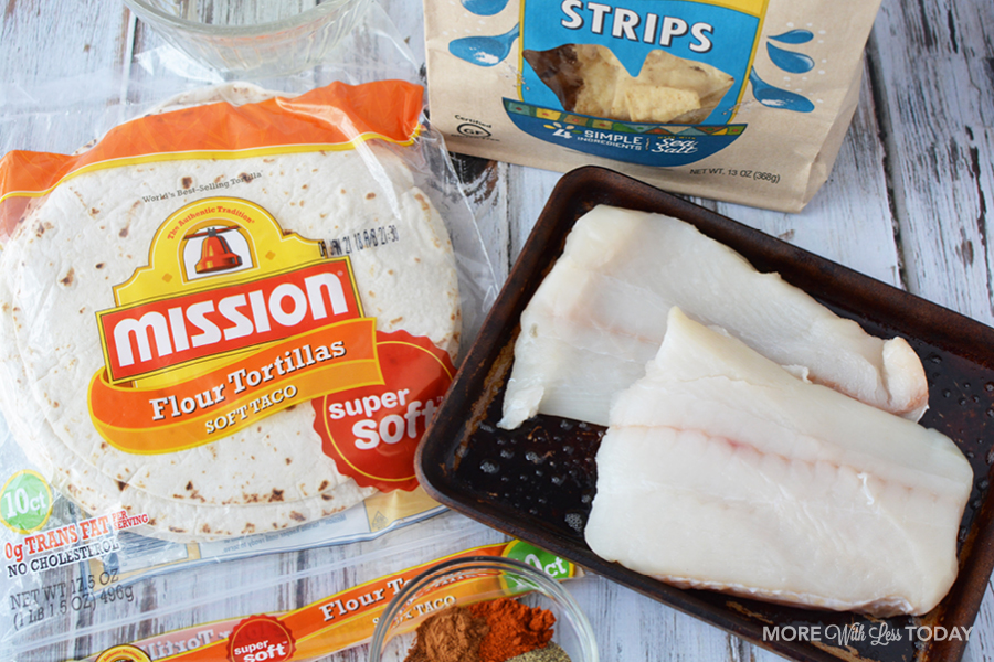 cod fillets and tortillas for fish taco recipe