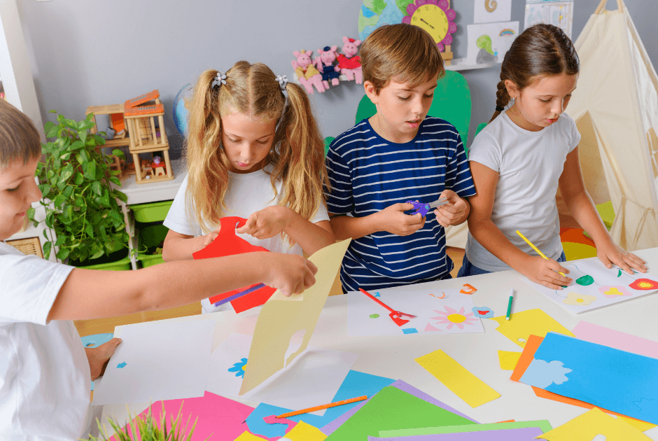 Children in an arts and crafts party