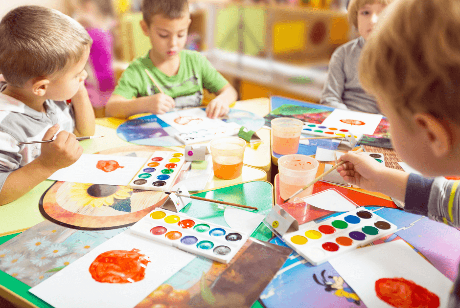 Kids in a painting party - Fun & Inexpensive Theme Ideas for Kids' Birthday Parties