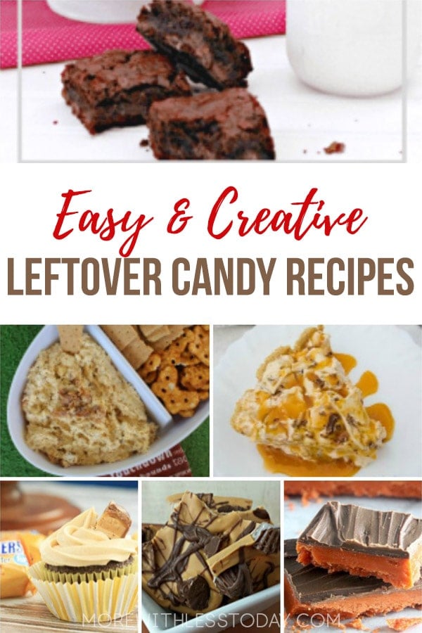 Leftover candy dessert recipes collage of Halloween candy recipes