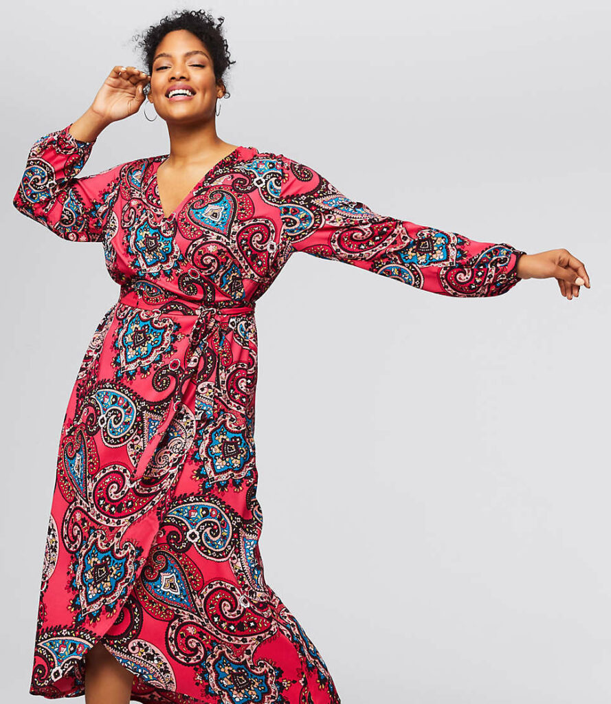 Loft Plus Paisley Wrap Midi Dress from the LOFT