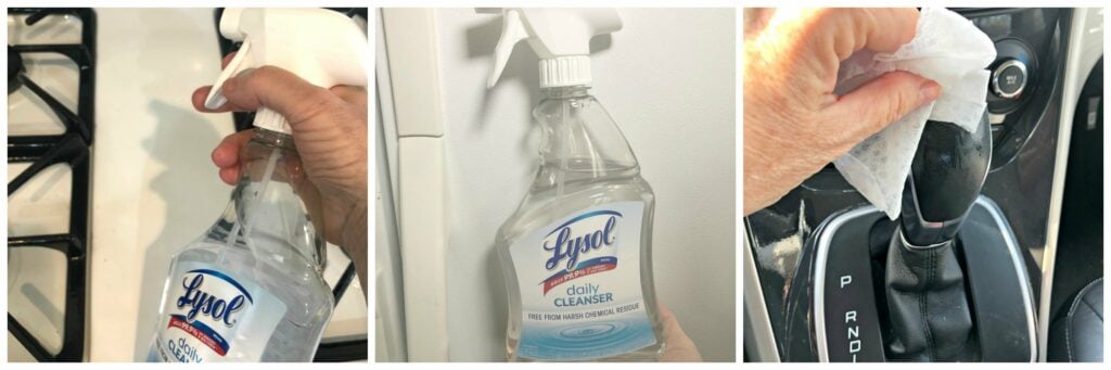 Like the regular Lysol line, the spray kills 99.9% of germs but contains only 3 simple ingredients and is free from ammonia, fragrances, and dyes so it's safe to use around the house. It won't leave behind harsh chemical residues so you can also use them on surfaces that food touches with no rinsing required.