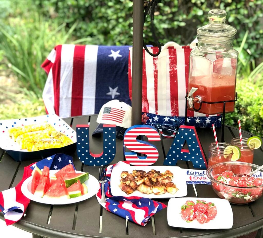 table decor for Independence Day Block Party 