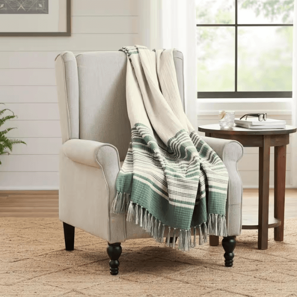 Green Stripe Turkish Cotton Gauze Throw Blanket - Clearance Find - How to Save at Home Depot