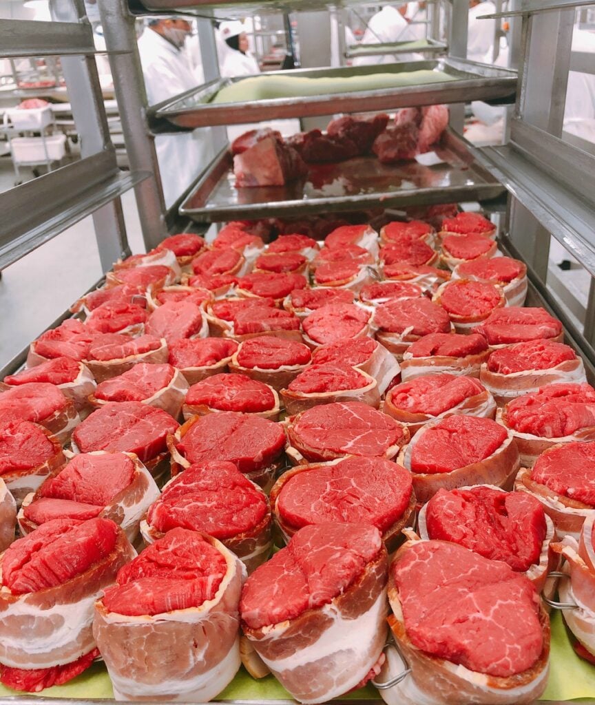 steaks inside Omaha Steaks production facility