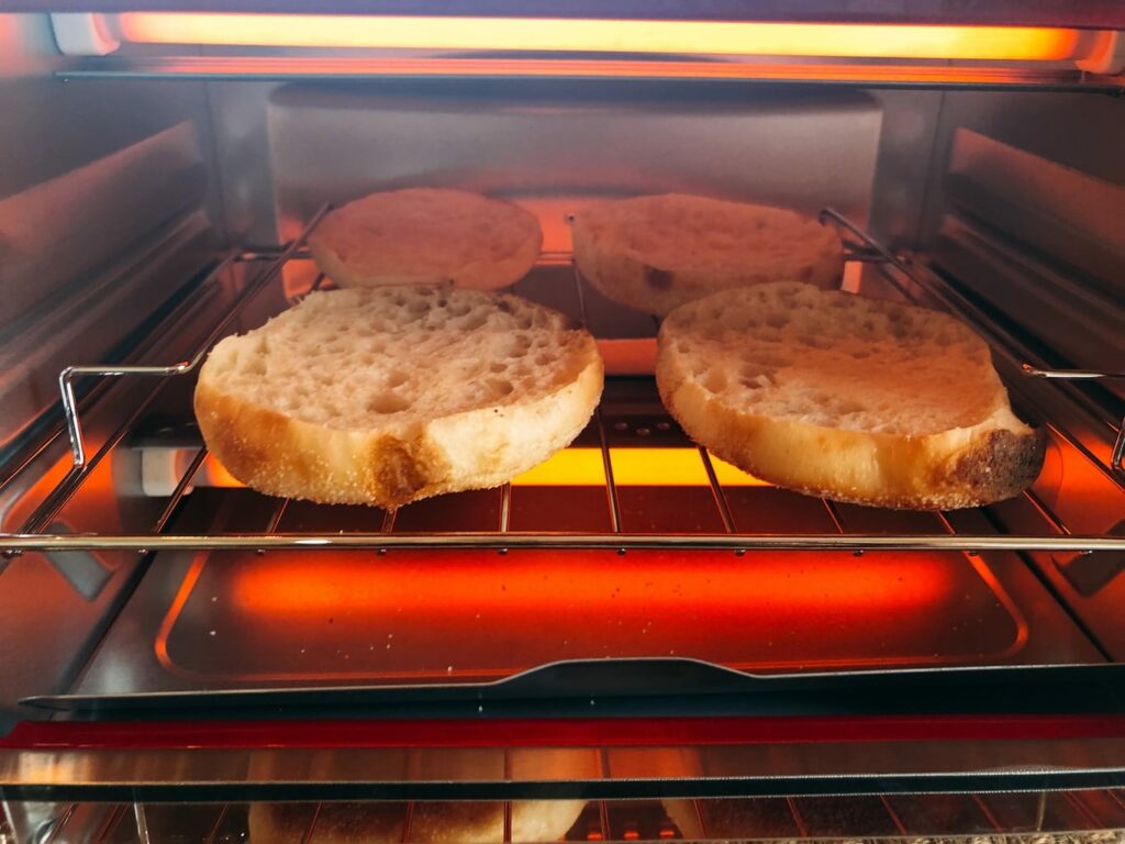 toasting Bays English Muffins in a toaster oven