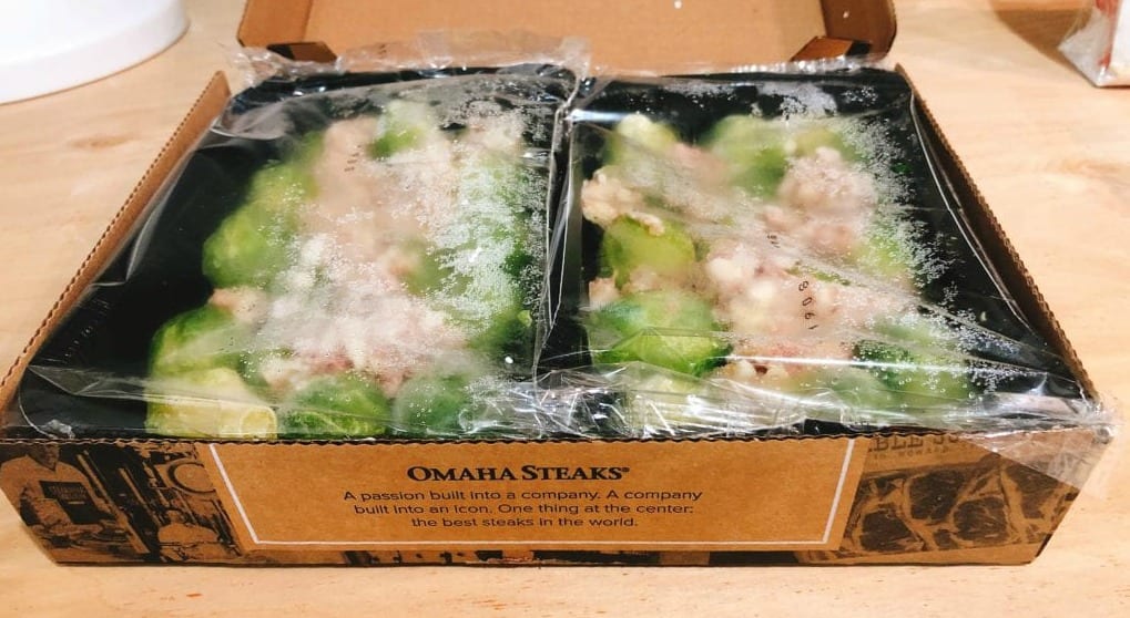 Omaha Steaks Brussel Sprouts side dish in packaging