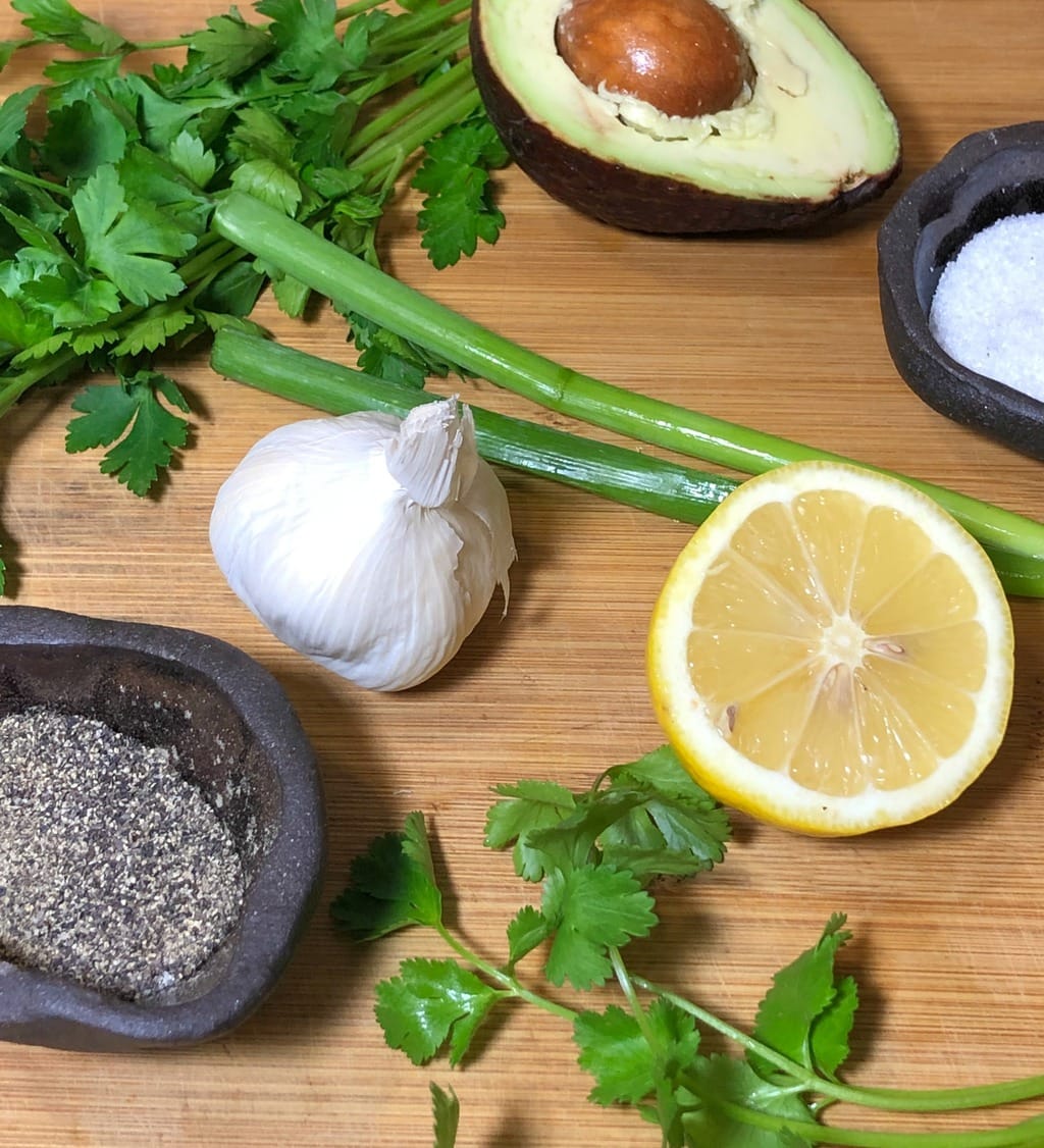 Ingredients for homemade green goddess dressing