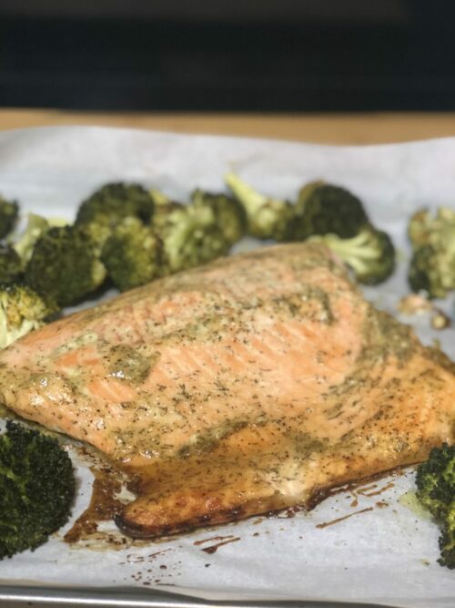 Sheet Pan Baked Salmon with Mustard Dill Marinade So Easy!