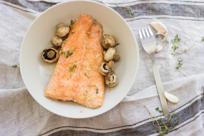 Honey and Garlic Glazed Salmon with Mushrooms by The Cookware Geek