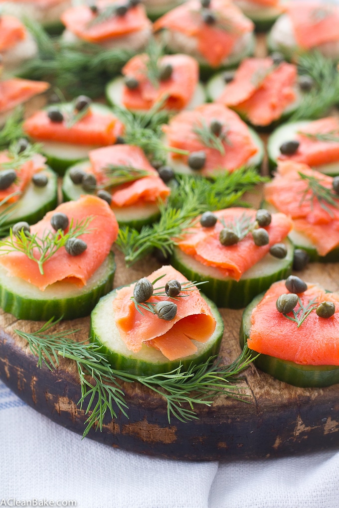 Smoked Salmon Cucumber Bites recipe by A Clean Bake