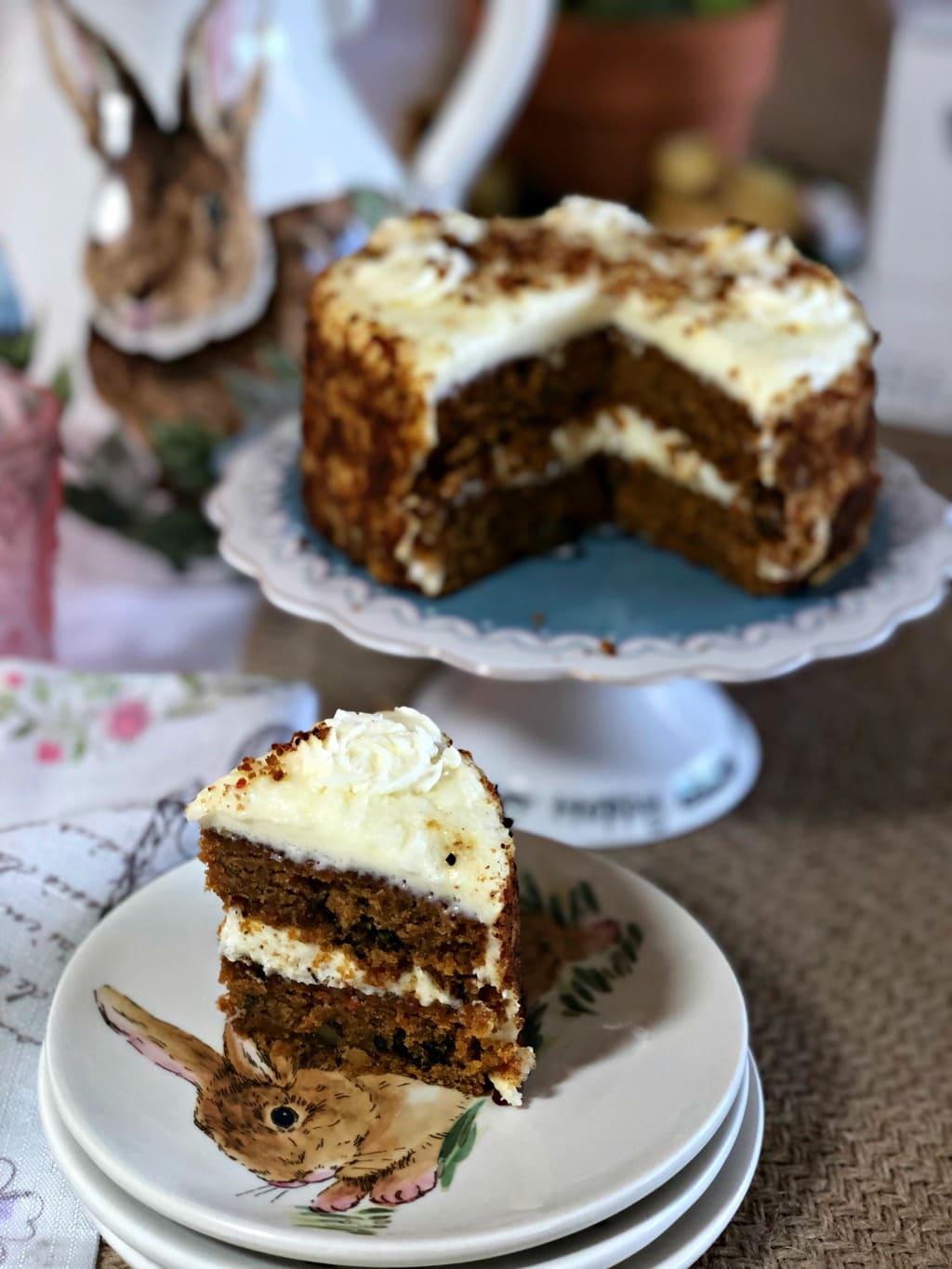 photo of two-layer carrot cake slice from Omaha Steaks