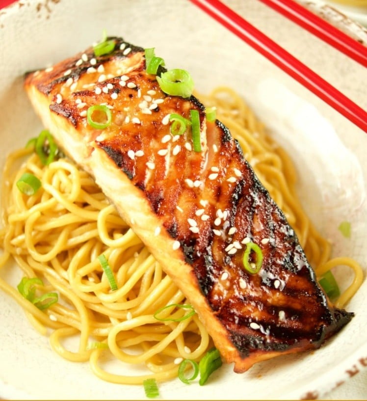 Miso Salmon Sesame Noodles - By Living Sweet Moments