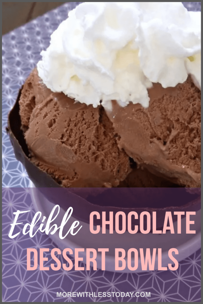 Edible Chocolate Dessert Bowls with chocolate ice cream and whipped cream